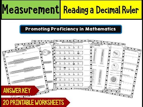 Reading a Decimal Ruler Worksheet Math Problems | Teaching Resources