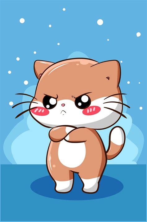 cute and funny little cat cartoon illustration 2151870 Vector Art at ...