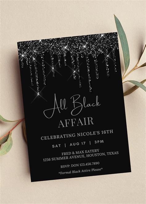 Editable all black affair invitation perfect for your next all black ...