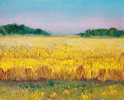 Wheat Field Painting Original Art Farm Painting Field Painting | Etsy