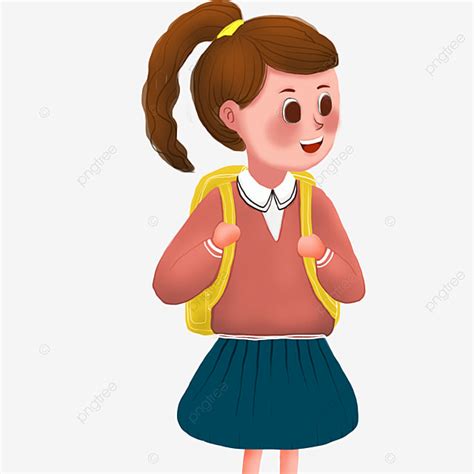 Girl Backpack Clipart Vector, A Girl With A Backpack, Girl, School Bag ...