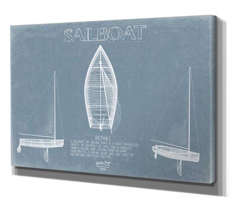 Sailboat Blueprint Wall Art Original Sailing Maritime Print - Etsy