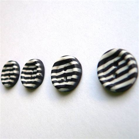 Black and White Stripe Humbug Buttons X 4 Handmade in Polymer Clay - Etsy