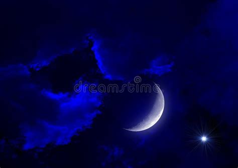 Half moon in the night sky stock photo. Image of bright - 29103340