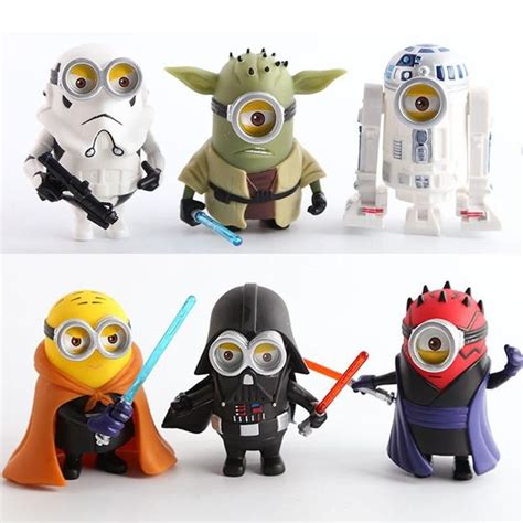 How adorable are these 6 pcs Minion Star Wars Toys Mini Figure | Миньоны, Дарт вейдер, Звездные ...