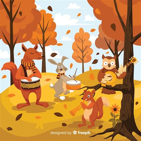 Free Vector | Collection of autumn forest animals flat design