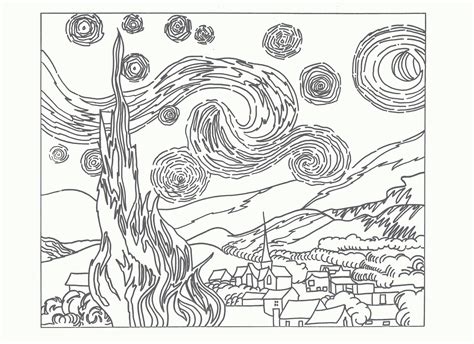 Coloring Page Starry Night Van Gogh High Quality Coloring Pages 47880 | The Best Porn Website