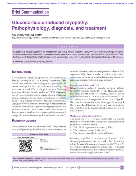 (PDF) Glucocorticoid-induced myopathy: Pathophysiology, diagnosis, and ...