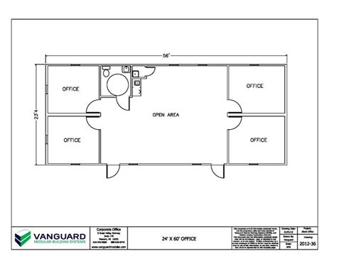 24' x 56' Modular Office Building Floor Plan | Permanent Modular Building | Vanguard Modular ...