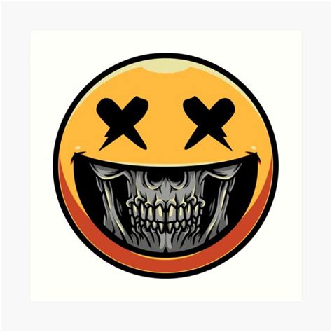 "smiley skeleton emoji" Art Print for Sale by wergamood | Redbubble