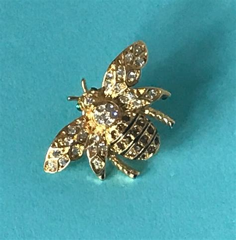 Vintage rhinestone bee pin bee lapel pin gold tone bee pin | Etsy