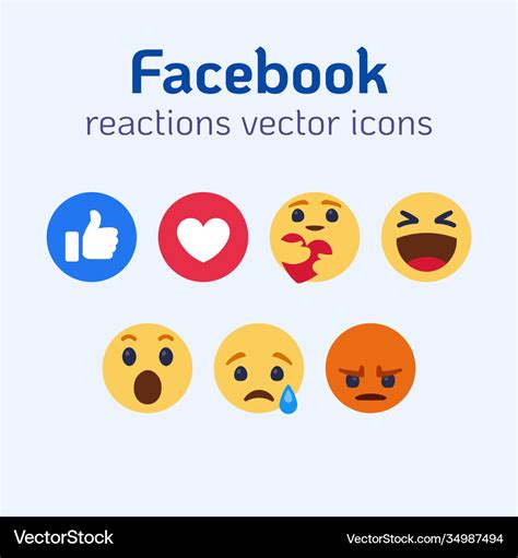 Facebook reactions emoji icons set Royalty Free Vector Image