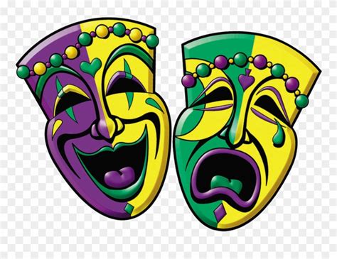 Mardi Gras Comedy And Tragedy - Mardi Gras Theatre Mask Clipart ...