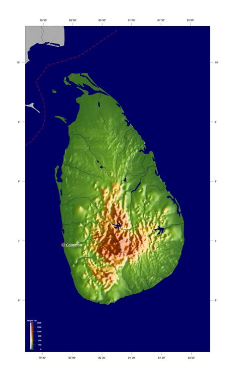 Large elevation map of Sri Lanka | Sri Lanka | Asia | Mapsland | Maps ...