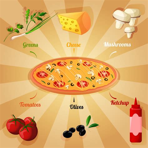 Pizza ingredients poster 438349 Vector Art at Vecteezy