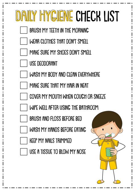 Personal Hygiene Checklist Printable