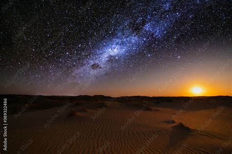 Amazing views of the Sahara desert under the night starry sky Stock Photo | Adobe Stock