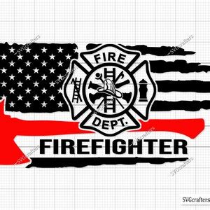 Fire Fighter Tattered Flag Firefighter Flag Svg Clipart for - Etsy