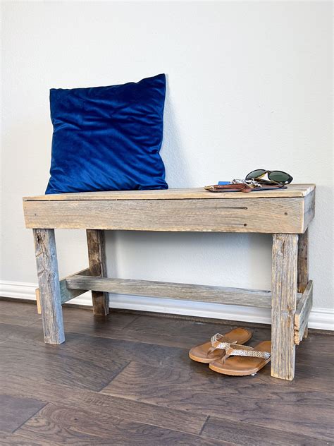 Natural Reclaimed Barnwood Rustic Farmhouse Solid Wood Bench on Inspirationde