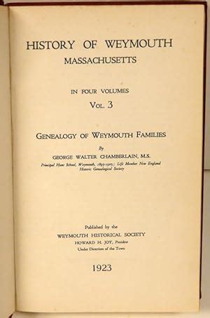 History Weymouth Massachusetts Four Volumes - AbeBooks