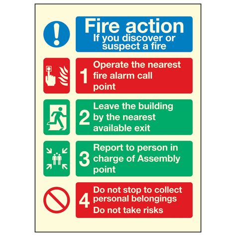 Fire action If you discover or suspect a fire / Operate the nearest fire alarm call point ...