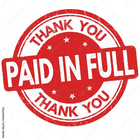 Paid in full and thank you sign or stamp Stock Vector | Adobe Stock