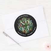 NOEL Greenery Berries Christmas Address Classic Round Sticker | Zazzle