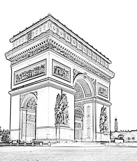 Paris arc triomphe - Paris Coloring Pages for adults