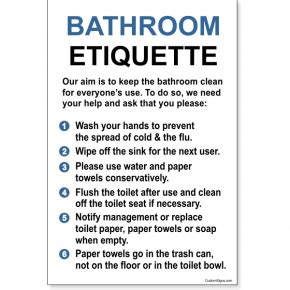 Bathroom Etiquette Signs, Bathroom Rules Sign - Custom Signs