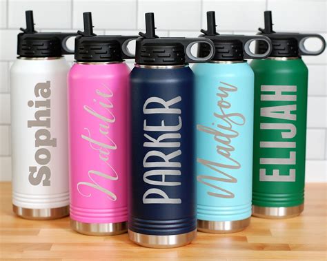 Engraved Water Bottles With Straw, Personalized Insulated Water Bottle ...