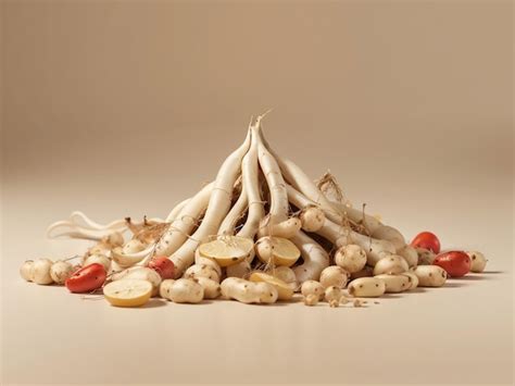 Premium AI Image | Korean Ginseng Root and Ginseng Slices Herbal Elegance