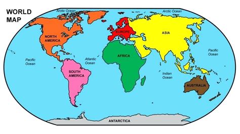 World Map With Continents Labeled