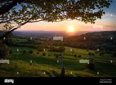 Sunset from Birdlip hill Gloucestershire Stock Photo - Alamy