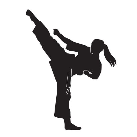 Young woman karate kata martial arts athlete vector silhouette on white ...