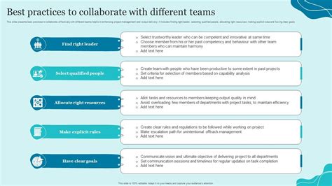 Best Practices To Collaborate With Different Teams PPT Template