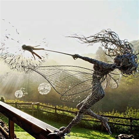 Incredibly Dynamic Steel Wire Fairy Sculptures, Steel Fairy Sculpture