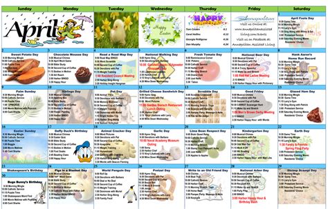 April 2017 Resident Calendar | Annapolitan Assisted Living