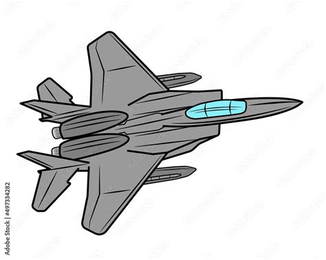 Vector cartoon fighter jet. Combat aircraft in isolate on a white background. Stock Vector ...