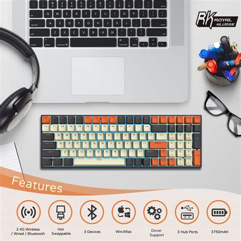 Buy RK ROYAL KLUDGE RK100 Wireless Mechanical Keyboard, Bluetooth5.1/2.4G/Wired 96% Full Size ...