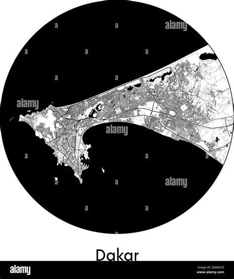 City Map Dakar Senegal Africa vector illustration black white Stock ...