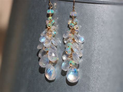 Moonstone Earrings Ethiopian Opal Earrings Rainbow Moonstone - Etsy