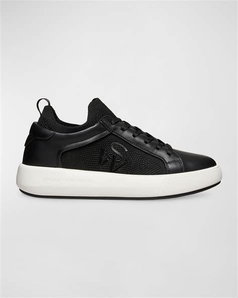 STUART WEITZMAN 5050 Pro Leather Knit Low-top Sneakers - Black ...