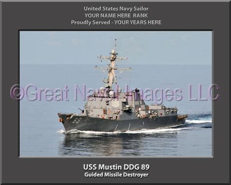 USS Mustin DDG 89 Personalized Ship Canvas Print