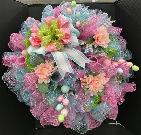 Mesh Easter Wreath by Andrea | Easter wreaths, Deco mesh wreaths, How to make wreaths