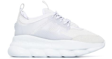 Versace Leather Triple White Chain Reaction Trainers - Save 63% - Lyst