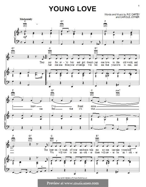 Young Love (Sonny James) by C. Joyner, R. Cartey - sheet music on MusicaNeo