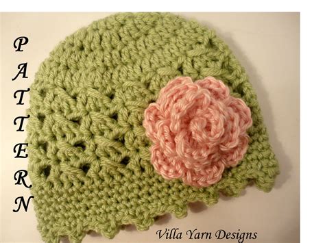 Crochet Baby Hat Pattern With Flower, Baby Girl, Newborn To 12 Months ...