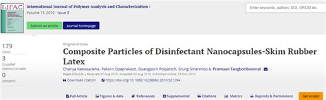 Composite Particles of Disinfectant Nanocapsules-Skim Rubber Latex - Functional Advanced ...