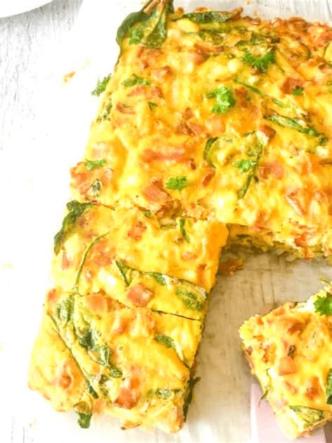 Spinach, Bacon & Hashbrown Breakfast Casserole - Clean Eating with kids