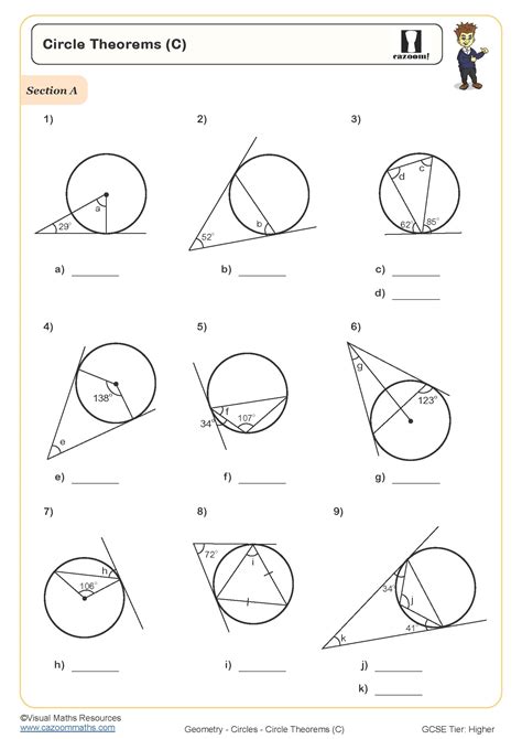 Circle Theorems (C) Worksheet | Printable PDF Worksheets